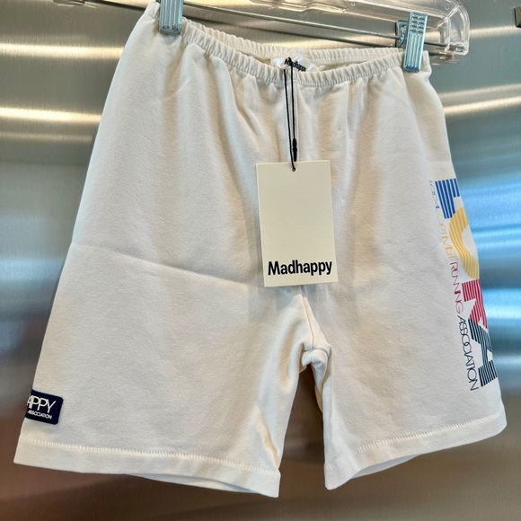 NWT MadHappy Local Optimist Run Club Biker Shorts in Marshmallow / Cream White - Picture 14 of 16